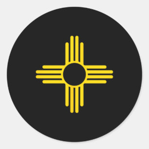 New Mexico Flagga Gul Zia Sol Symbol Runt Klistermärke