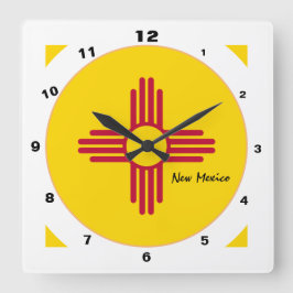 New mexico Flagga & New mexico mode /design USA Fyrkantig Klocka