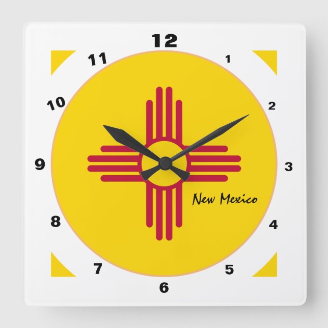 New mexico Flagga & New mexico mode /design USA Fyrkantig Klocka (Framsida)
