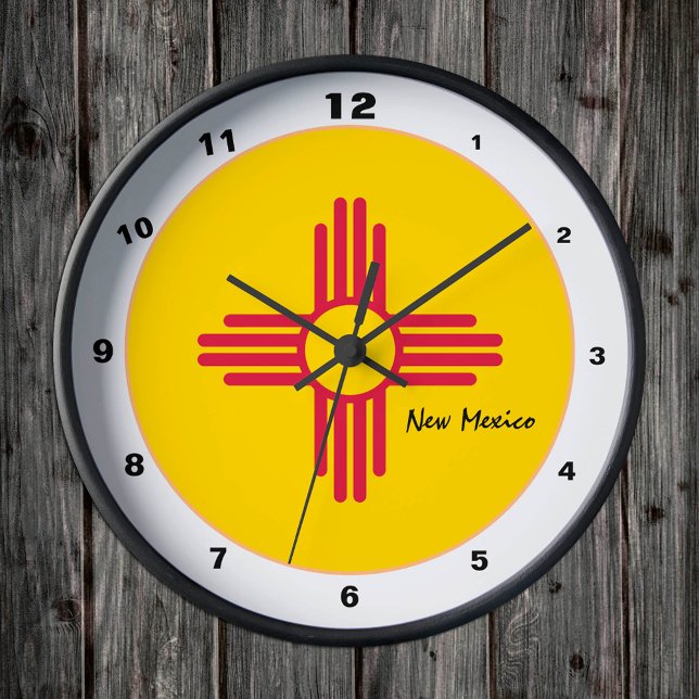 New mexico Flagga & New mexico mode /design USA Rund Klocka (Skapare uppladdad)