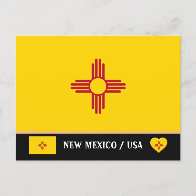 New Mexico Flagga & New Mexico Stat USA /Amerika Vykort (Framsida)