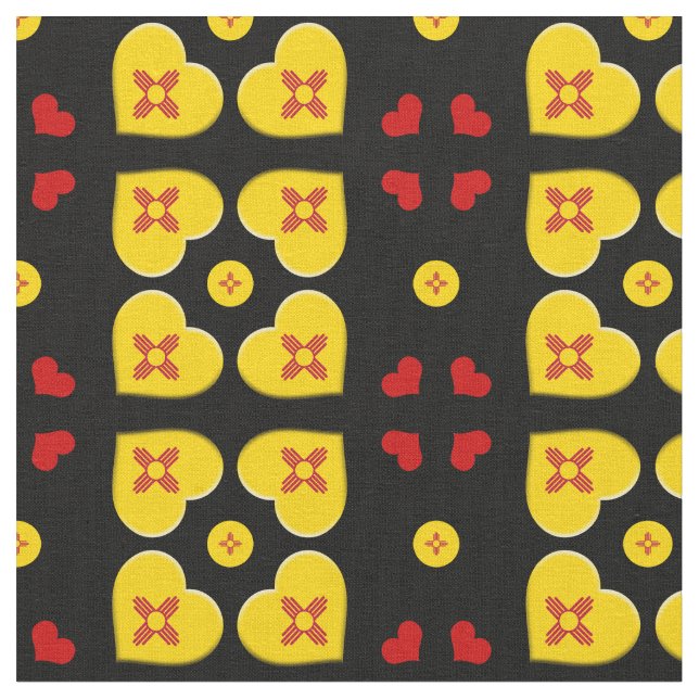 New mexico Flagga och New mexico Hearts mode Fabri Tyg (Närbild)