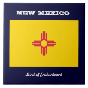 new mexico, flagga och slogan kakelplatta