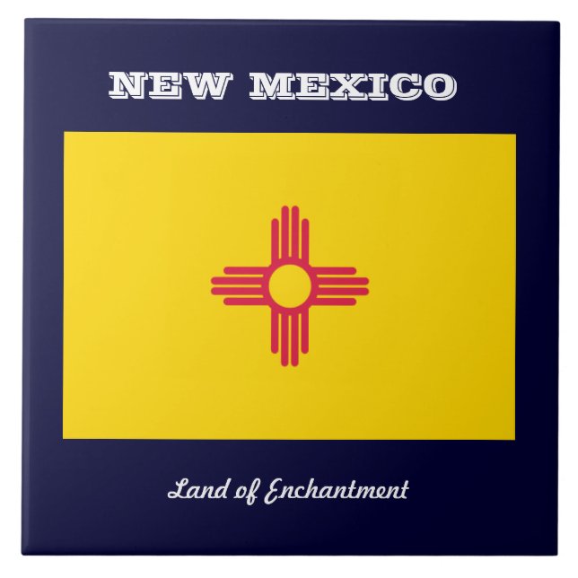 new mexico, flagga och slogan kakelplatta (Framsidan)