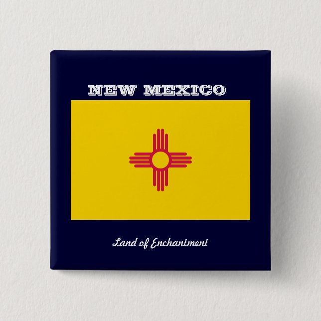 NEW MEXICO FLAGGA OCH SLOGAN KNAPP (Framsida)