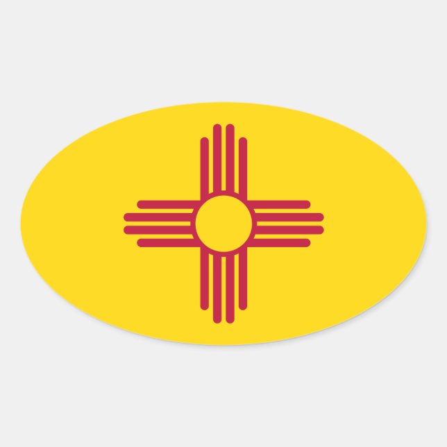 New mexico Flagga Ovalt Klistermärke (Framsida)