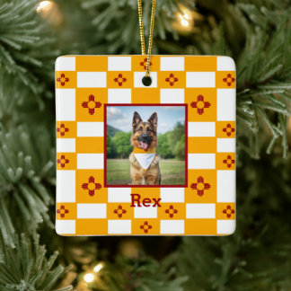 New mexico Flagga Red Zia Gult Julgransprydnad Keramik