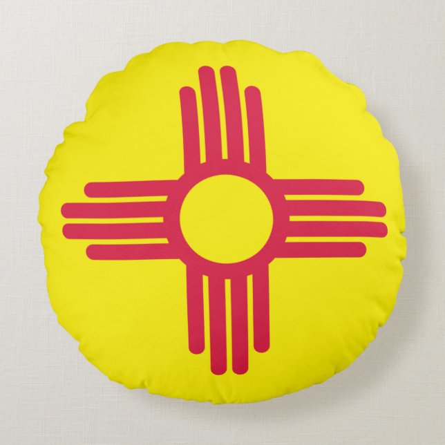New mexico flagga rund kudde (Framsidan)