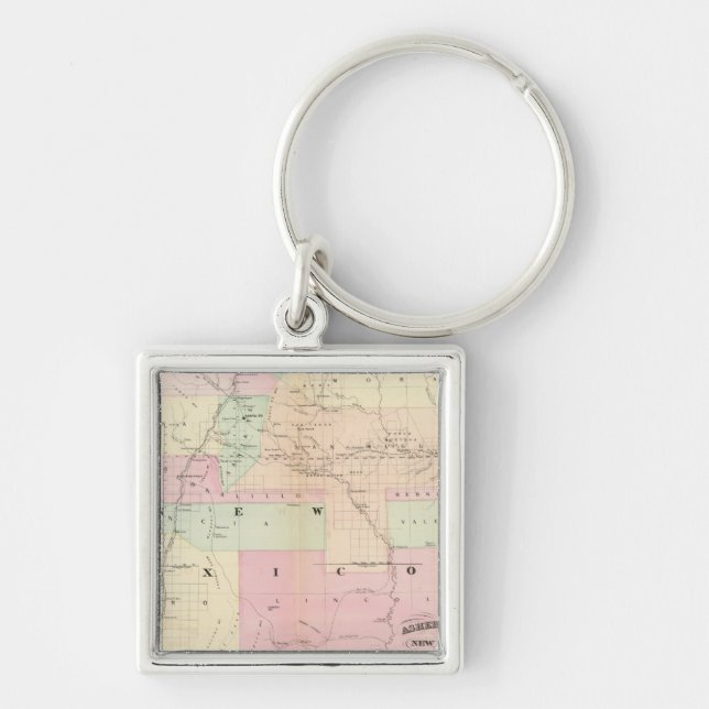 New mexico fyrkantig silverfärgad nyckelring (Framsidan)