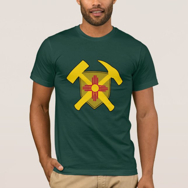 New mexico Geolog - Sten Hammer och Shield T Shirt (Framsida)