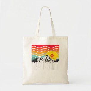 New mexico Graphic Retro State Träd bergen Sol Tygkasse