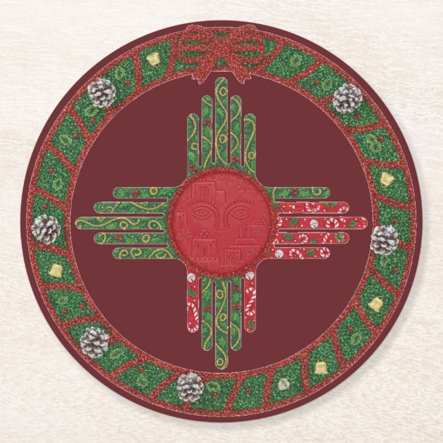 New Mexico-helgdag  Underlägg Papper Rund (Framsidan)