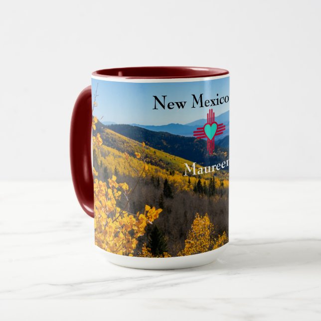 New mexico Himmel Zia Heart Personalize Namn Gift  Mugg (Framsida vänster)