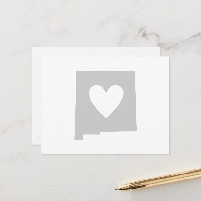 new mexico Karta Shape Grått Heart Cutout Mexikans Vykort (Fram/Back In Situ)