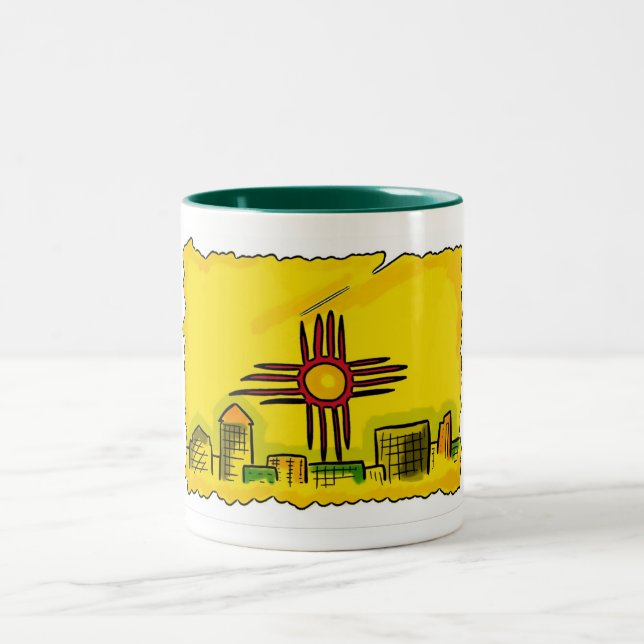 New mexico konstnärligt statlig flagga kaffe mugg (Center)