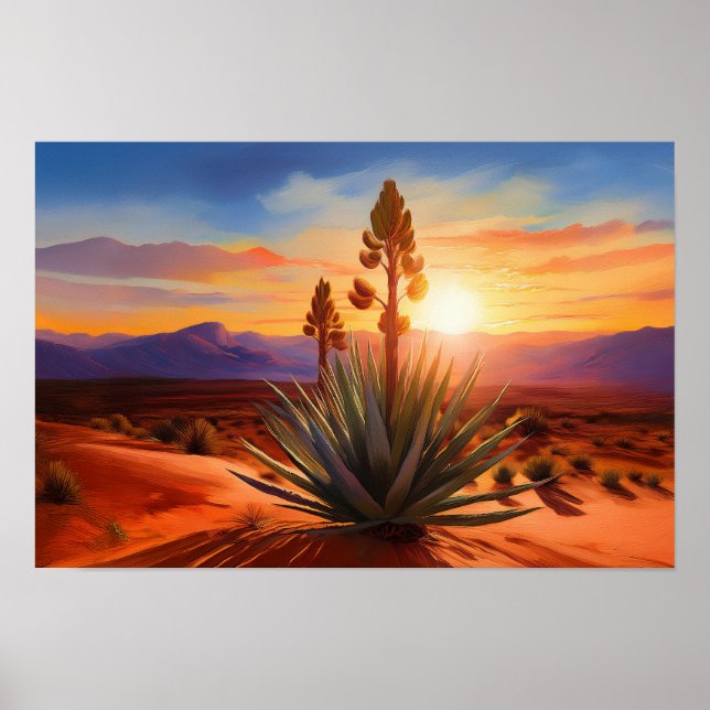 New Mexico Land Of Enchantment Yucca Öken Poster (Framsidan)