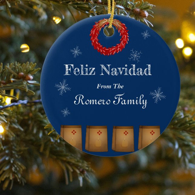 New mexico luminaria farolito Zia snö Julgransprydnad Keramik (Skapare uppladdad)