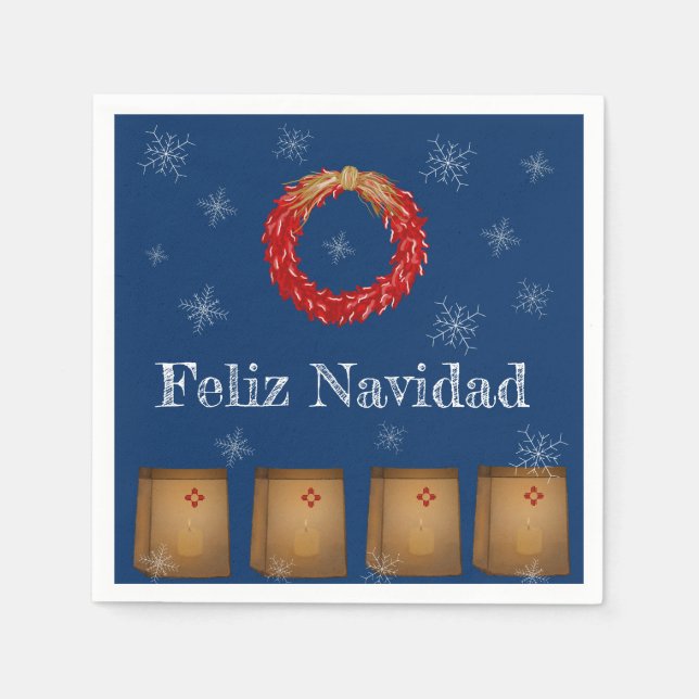 New mexico Luminarias Farolitos Zia Red Chile Pappersservett (Framsidan)