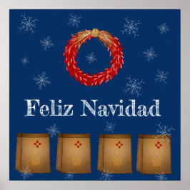 New mexico Luminarias Farolitos Zia Red Chile Poster