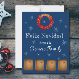 New Mexico Luminarias Farolitos Zia Röda Chile Julkort