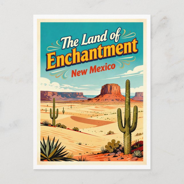NEW MEXICO Marken Förtrollning Retro 1950-talet Vykort (Framsida)