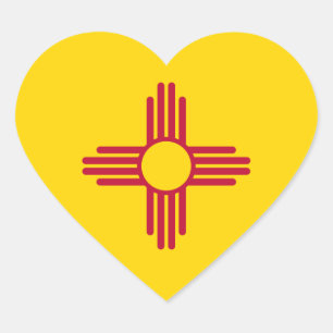 New mexico/Mexikanska Statlig flagga (Zia), Förena Hjärtformat Klistermärke