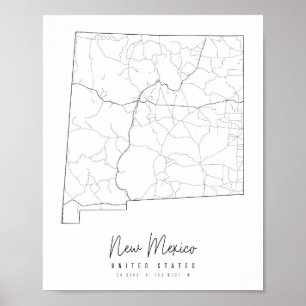 New mexico Minimal Street Karta Poster