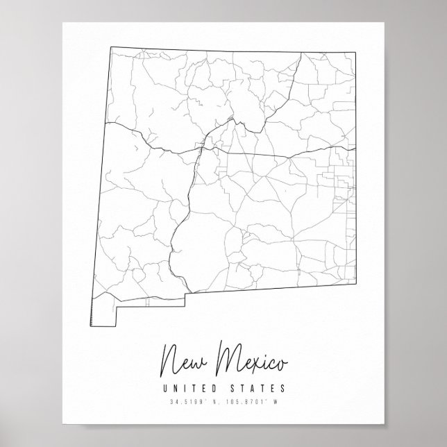 New mexico Minimal Street Karta Poster (Framsidan)