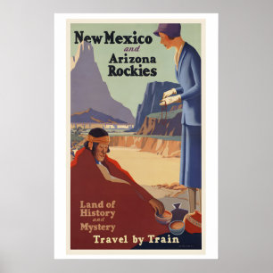 New Mexico och Arizona Rockies Vintage Resa Poster