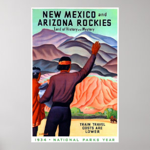 New Mexico och Arizona Rockies, vintage resor Poster