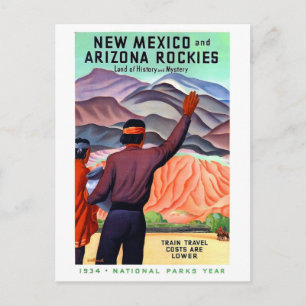 New Mexico och Arizona Rockies, vintage resor Vykort
