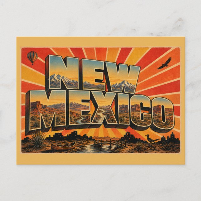 New Mexico ökenflod berg konst Vykort (Framsida)