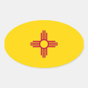 New mexico Oval Flagga Sticker Ovalt Klistermärke