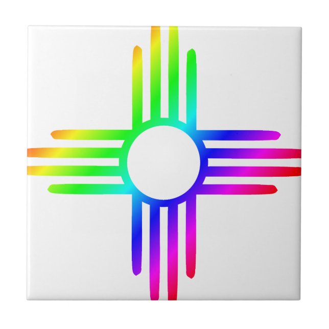 new mexico Rainbow Zia Symbol Kakelplatta (Framsidan)