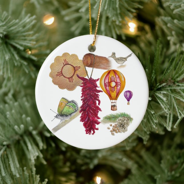 New mexico Red Chile Pinõn Zia Luftballong Julgransprydnad Keramik (Träd)