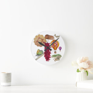 New mexico Red Chile Pinõn Zia Luftballong Rund Klocka