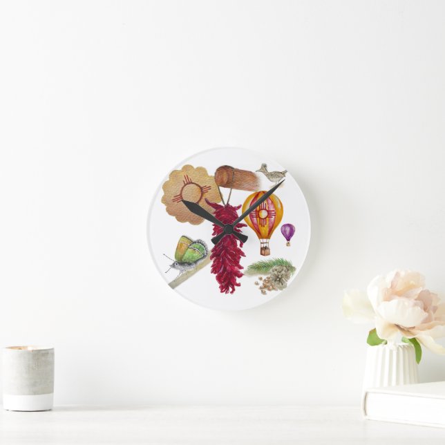 New mexico Red Chile Pinõn Zia Luftballong Rund Klocka (Hem)