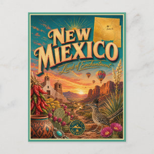 New Mexico Retro Resminnerings vykort