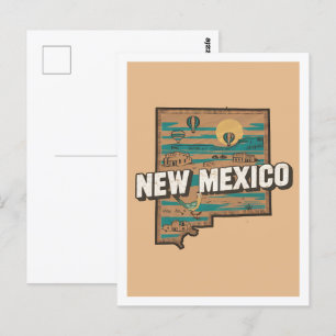 New mexico Retro Travel Design Iconic US Stater Vykort