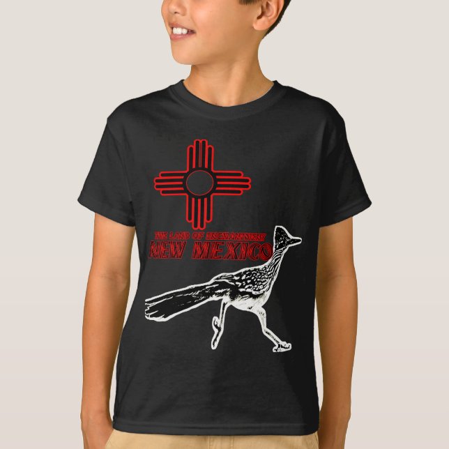 New mexico Roadrunner Land Enchantment Zia Symb T Shirt (Framsida)
