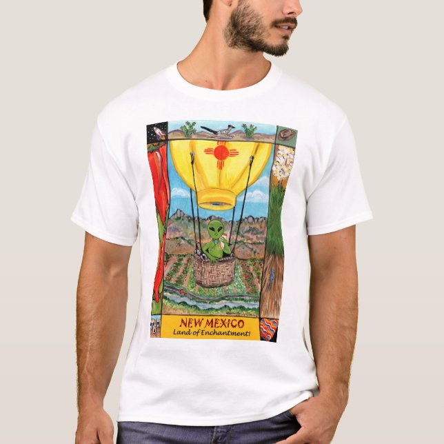 new mexico Roswell Alien Funny Luftballong Zia T Shirt (Framsida)
