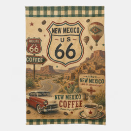 New Mexico Route 66 Enchanted Café-stil Kökshandduk