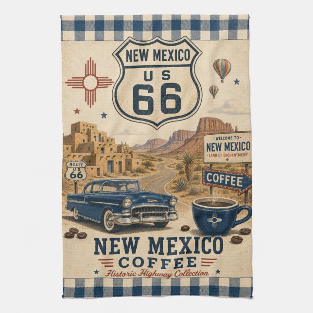 New Mexico Route 66 Kaffe Southwest Kökshandduk (Vertikal)