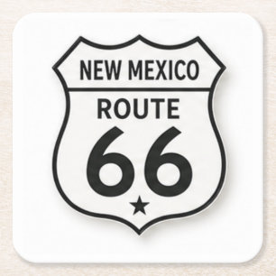New Mexico Route 66 Retro White Shield Bricka Underlägg Papper Kvadrat