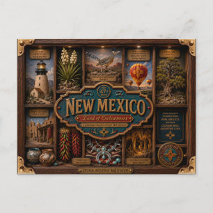 New Mexico Shadow Box 3D Figurin Delstat Vykort