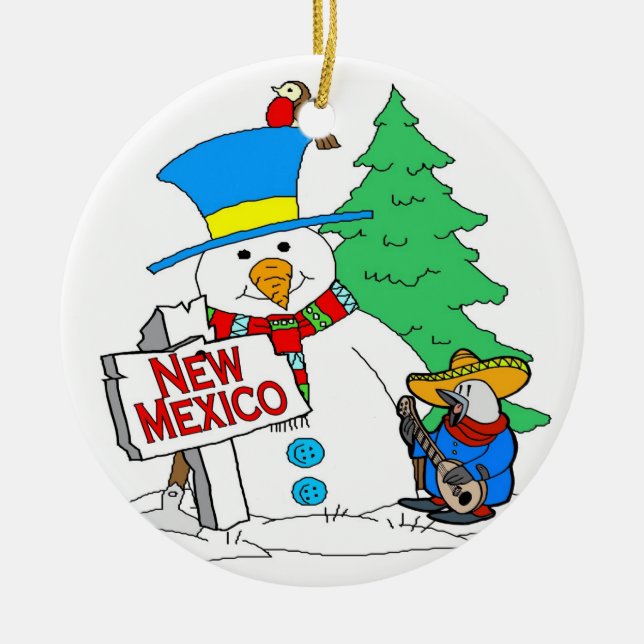 New mexico Snögubbe Julgransprydnad Keramik (Framsidan)