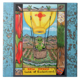 new mexico Souvenir Alien Balloon Zia Tile Trivet Kakelplatta