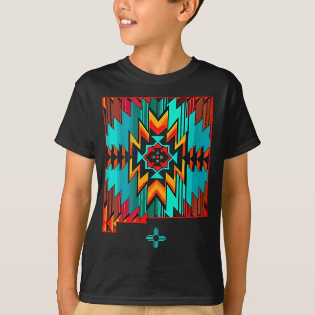 New mexico State Blommigt Southwest NM Zia Art T Shirt (Framsida)