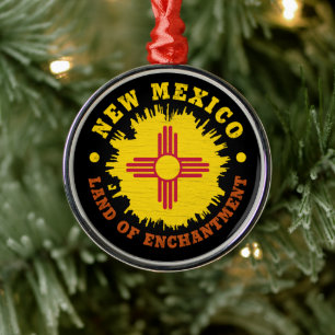 NEW MEXICO STATLIG FLAGGA JULGRANSPRYDNAD METALL