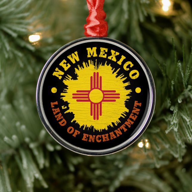 NEW MEXICO STATLIG FLAGGA JULGRANSPRYDNAD METALL (Träd)